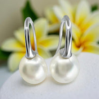 Cultured Freshwater Pearl Shepard Hook Silver Earrings