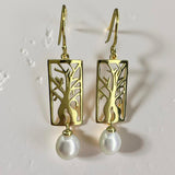 Cultured Freshwater Pearl Boab Tree Earrings Gold