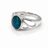 Australian Opal Striking Blue Green Turquoise Sterling 925 Ring