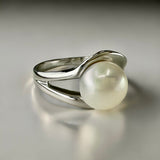 Sterling Silver Split Swirl Pearl Ring