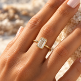 3ct Lab Diamond Emerald Cut 14ct Yellow Gold Ring