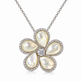 Silver Mother of Pearl Daisy Flower Brooch