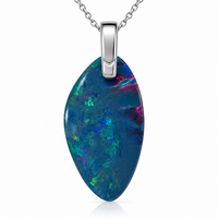 Australian Opal Sea Blue & Aqua Silver Pendant
