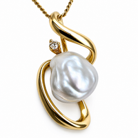 Broome Keshi with Diamond 9ct Spiral Pendant