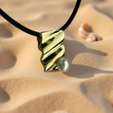 Sandy Beach Staircase to the Moon Gold Pendant