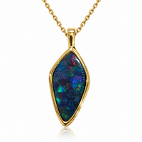 Australian Opal Ocean Blue Marquise Pendant