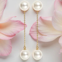 Cultured Freshwater Pearl Chain Drop Earrings