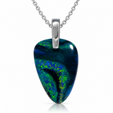 Australian Opal Ocean Waves Blue & Aqua and Black Pendant