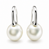 Cultured Freshwater Pearl Shepherd Hook Silver Earrings