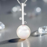 Cultured Freshwater Pearl Staircase Silver 925 CZ Pendant