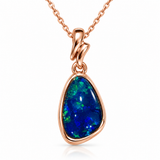 Australian Opal Deep Blue Ocean Rose Pendant