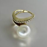 9ct Broome Pearl and Diamond Ring