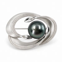 Tahitian Pearl Brooch 925 Sterling Silver