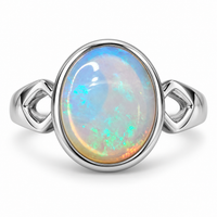 Australian White Opal Sterling Silver Ring