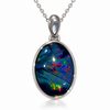 Australian Blue Opal Midnight Aurora Silver Pendant