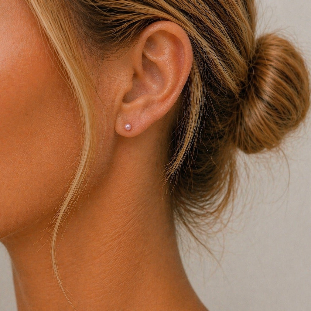 Cultured Pink Pearl Gold Stud Earrings