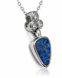 Australian Opal Grape Cluster Silver CZ Pendant