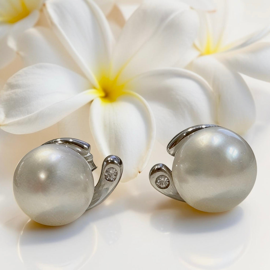 Broome Pearl Sterling Silver CZ Stud Earrings