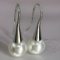 Broome Pearl Silver Trumpet Hooks Earrings