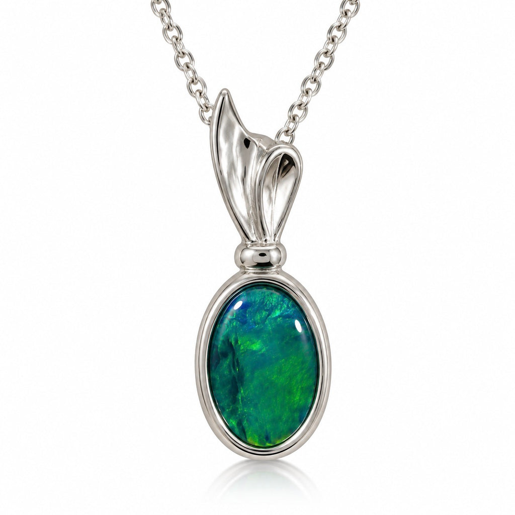 Australian Opal Colour Shift Blue to Emerald Green Pendant