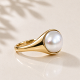 Broome Keshi Pearl Bezel 9ct Gold Ring