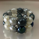 Cultured Pearl Stretchy Double Band Ring