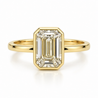 3ct Lab Diamond Emerald Cut 14ct Yellow Gold Ring