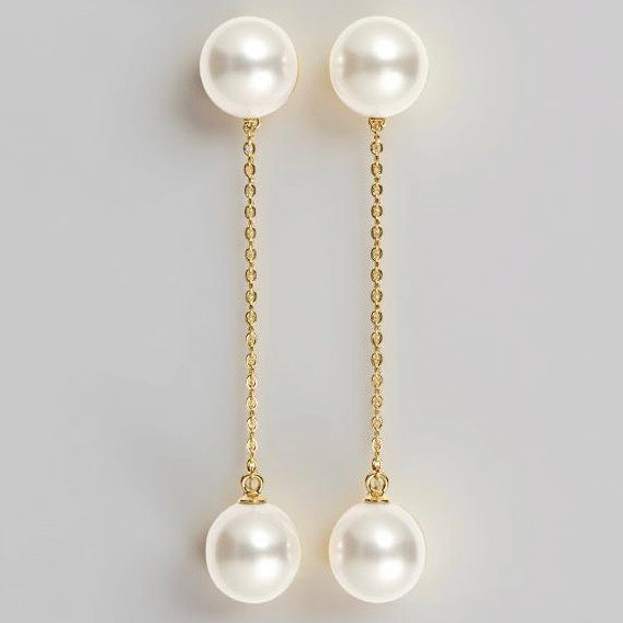 Cultured Freshwater Pearl Chain Drop Earrings