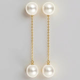 Cultured Freshwater Pearl Chain Drop Earrings