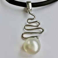 Eco Beach Setting Moon Staircase Silver Freshwater Pearl Pendant
