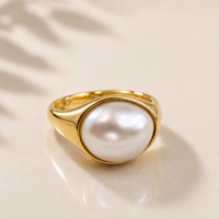 Broome Keshi Pearl Bezel 9ct Gold Ring