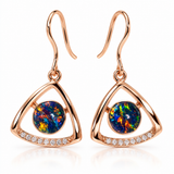 Australian Opal Sterling Silver 925 Rose Gold CZ Earrings