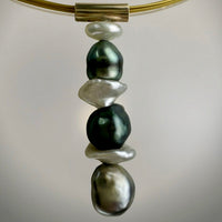 Broome and Tahitian Keshi Stacked Pearl Pendant