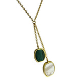 Mother of Pearl and Gemstone Drop Necklace