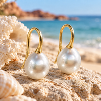 Cultured Broome Pearl 18ct Hook Earrings