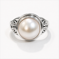 Mabe Pearl Sterling Silver Filigree Ring