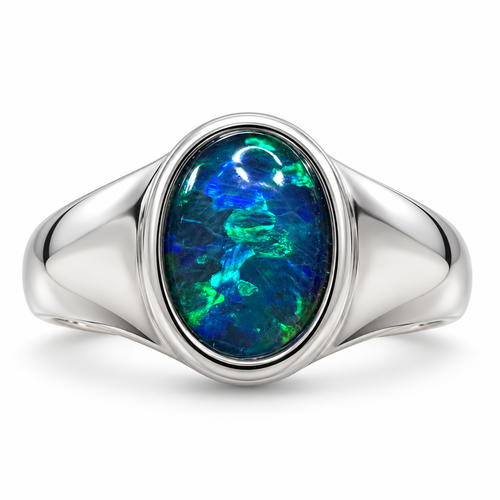 Australian Opal Lightning Ridge 925 Silver Ring