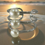 Stacked Pearl Sterling Silver Ring