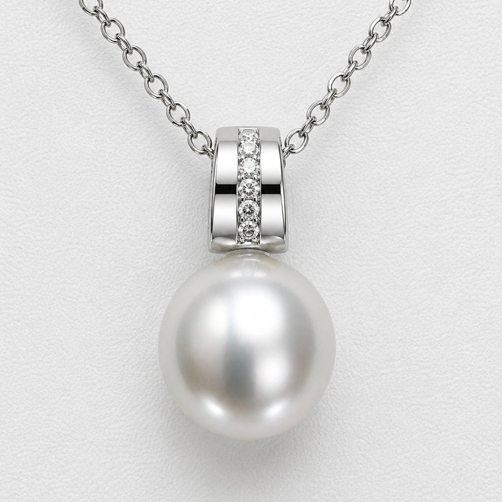 Cultured Broome Pearl Sterling Silver 925 CZ Pendant