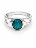 Australian Opal Striking Blue Green Turquoise Sterling 925 Ring