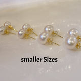 Freshwater Cultured White Pearl Stud Earrings Gold