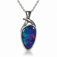 Australian Opal Ocean Shades Sterling Silver Pendant