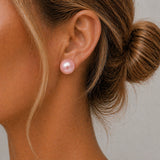 Cultured Pink Pearl Gold Stud Earrings