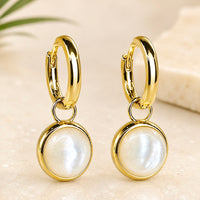 Mother of Pearl Huggie Earrings