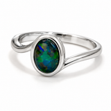 Australian Opal Sterling Silver 925 Wave Ring