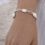 Cultured Freshwater Baroque Silver 925 Chain Bracelet