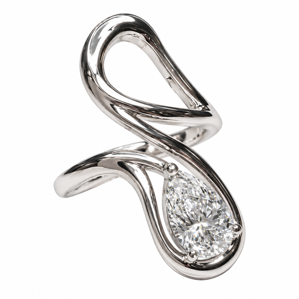 1ct Pear Cut Infinity Lab Grown Diamond Ring 14k White gold