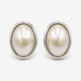 Mabe Pearl Sterling Silver Oval Stud 925 Earrings