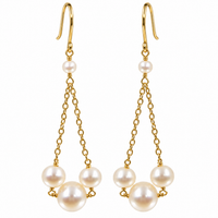 Freshwater Pearl Multi Pearl Drop Gold Earrings