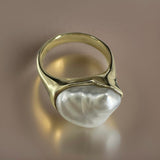 Unique Broome Large Keshi Pearl 9ct Gold Ring